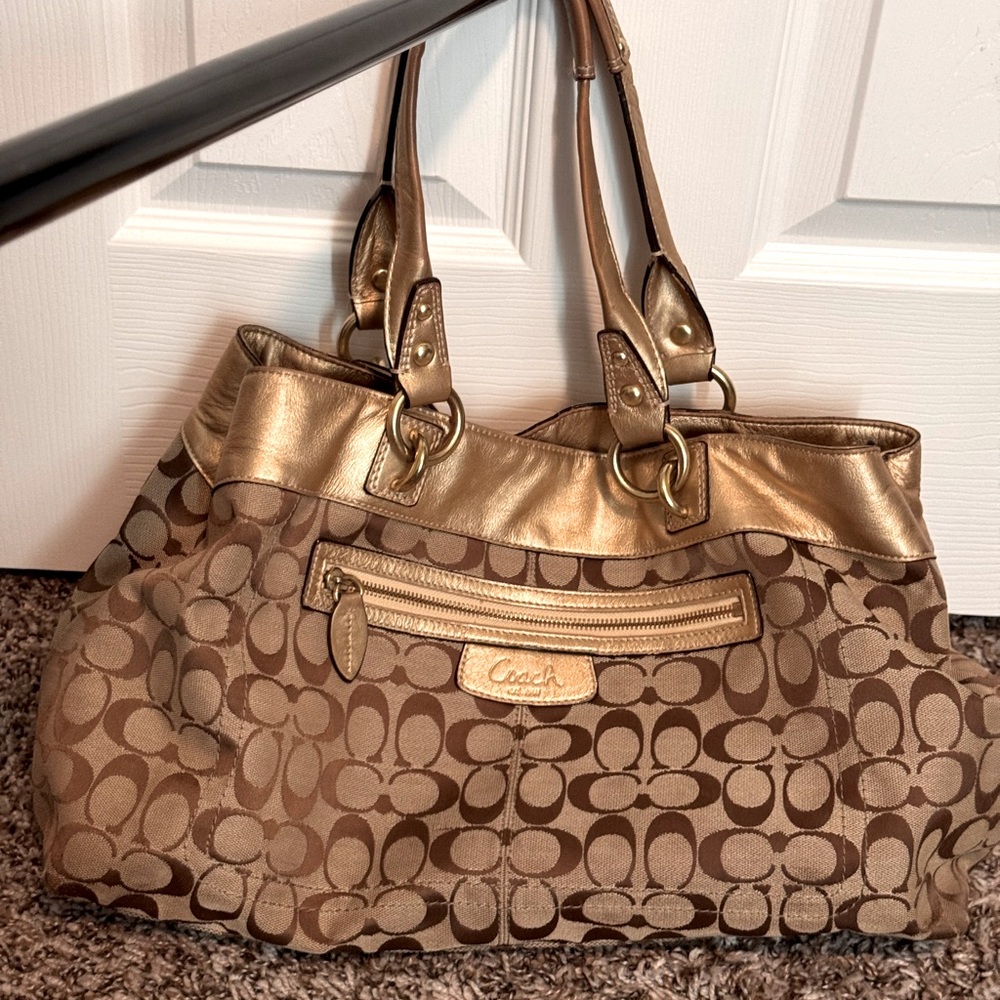 Gold Coach Penelope Signature Shopper